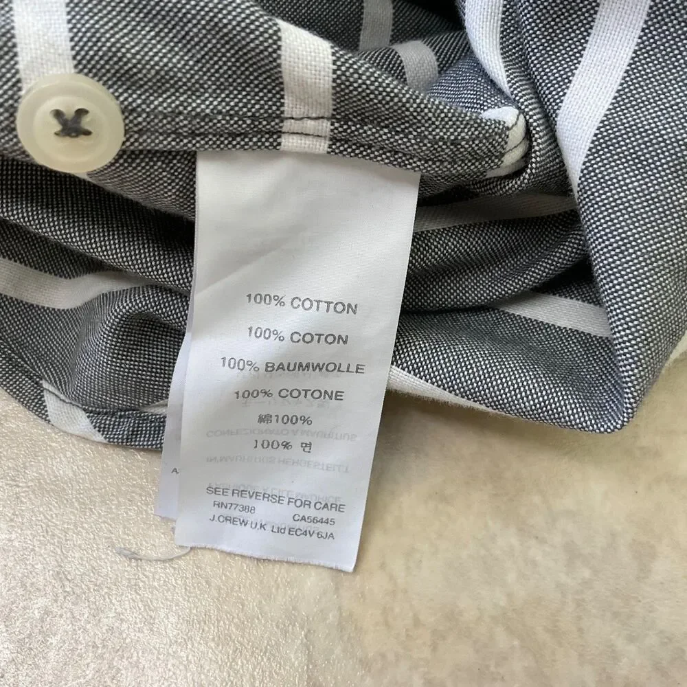 J Crew  Oxford Shirt Mens Medium Slim Fit Gray White University Stripe LS pocket